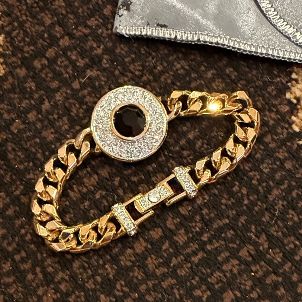 Swarovski Gold and Black Bracelet